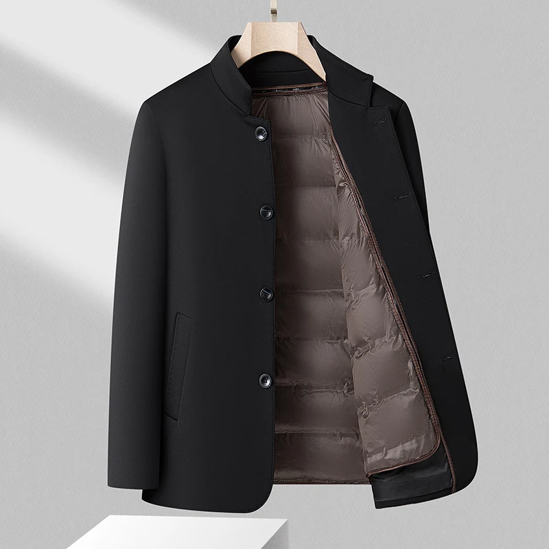 Quality Business Casual Men's Duck Down Jackets 2026 Winter Windproof Warm Puffer Coat Liner Detachable Outwear Padded Clothing