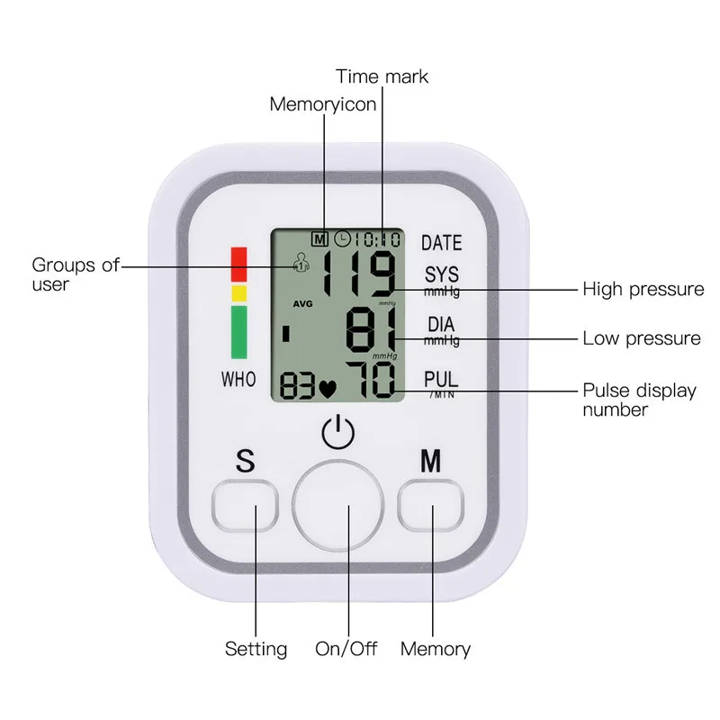 Arm style large screen voice blood pressure monitor, multifunctional heart rate and pulse automatic precision blood pressure mon