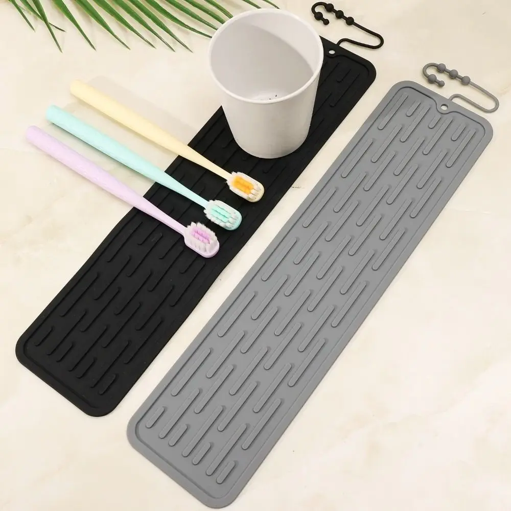 Washable Long Non-slip Mat Multifunctional Bundle Design Silicone Drain Pad Sink Water Prevent Dish Drying Pads