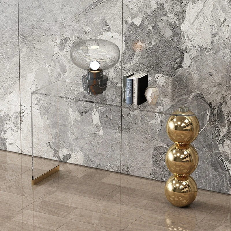 

Luxury corridor Turkish silver gold metal glass mirror stainless steel console table