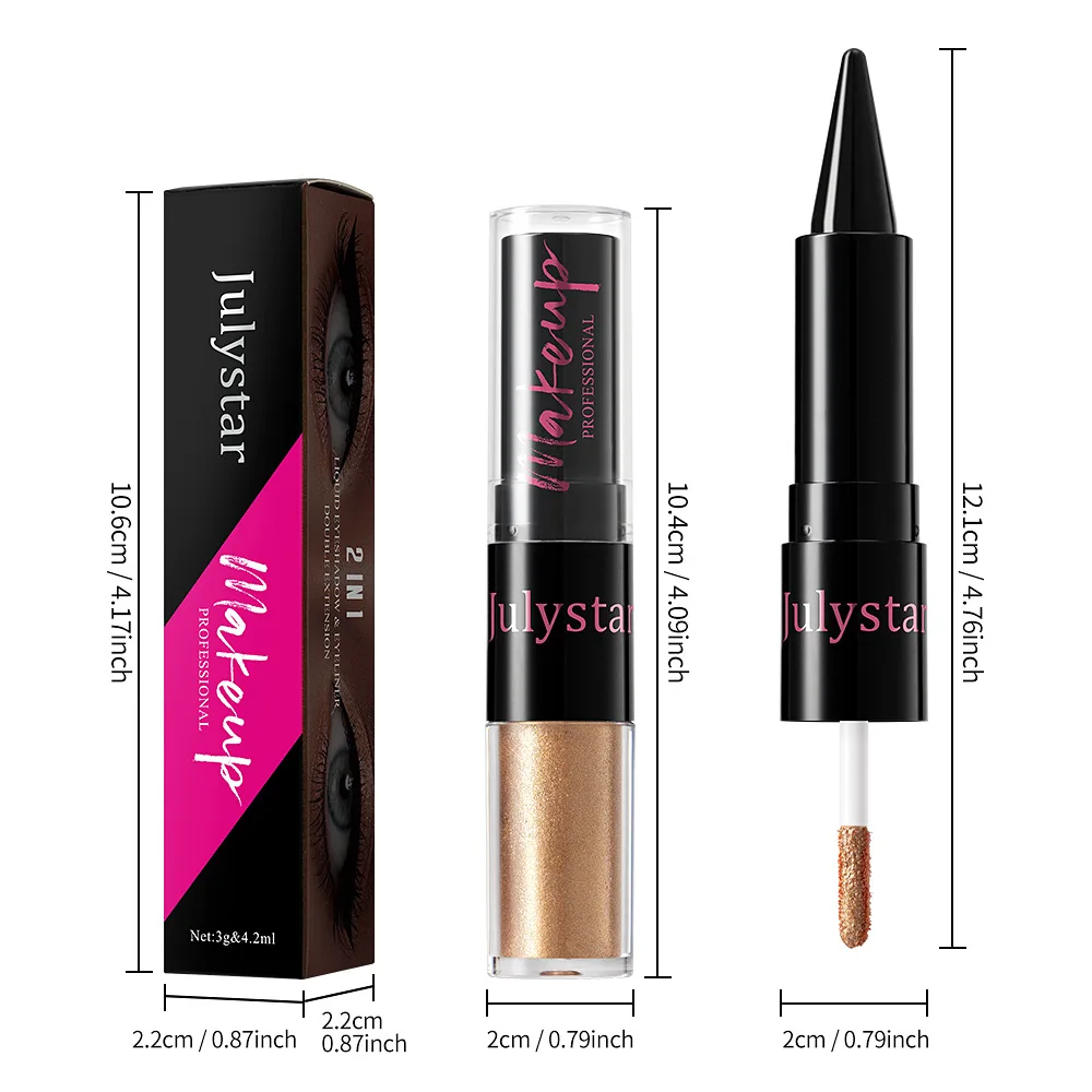 2-in-1 Liquid Eyeshadow with Shimmer & Eyeliner Dual Ended Highly Pigmented Smudge Proof Party Makeup