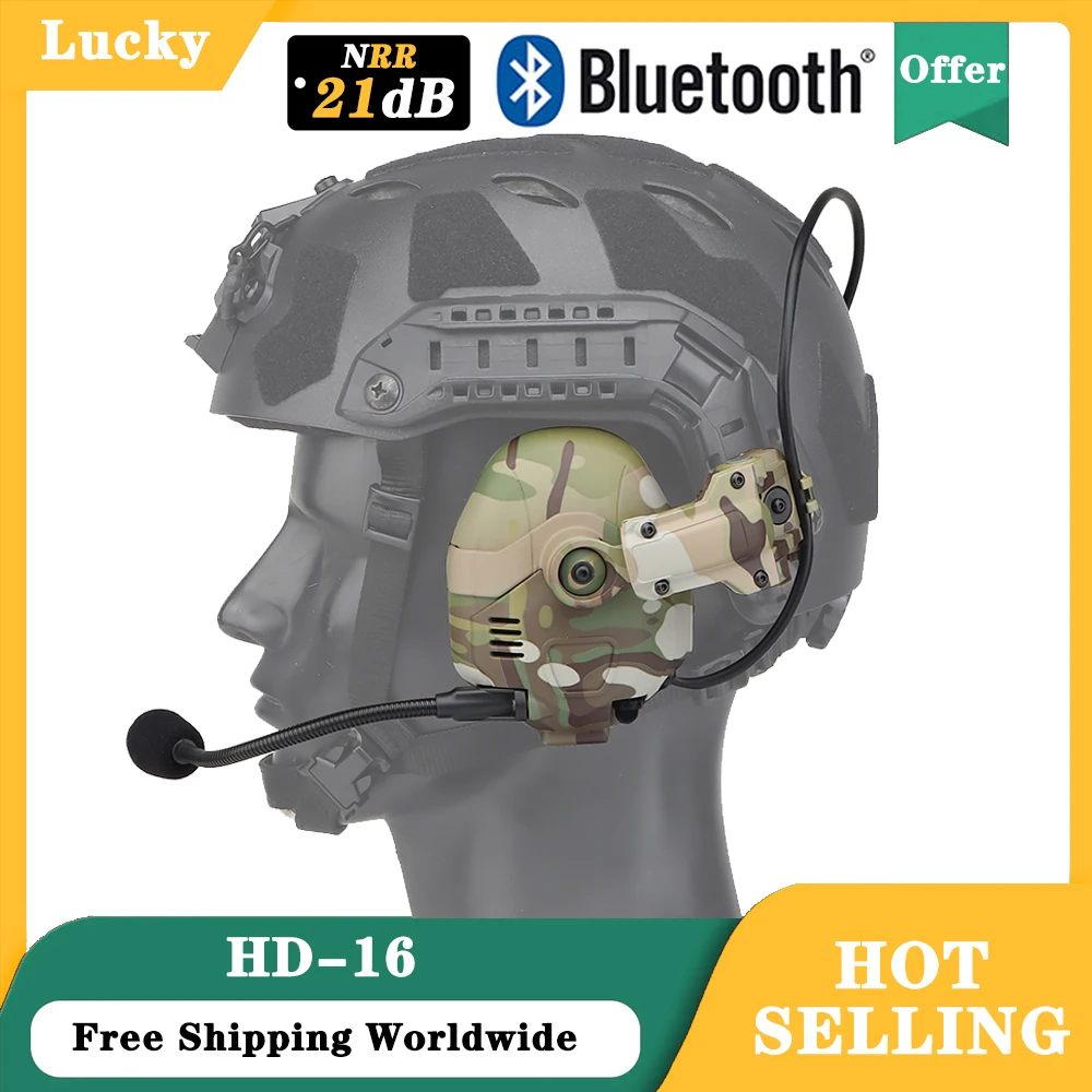 

Military Electronic Shooting Earmuffs, Tactical Bluetooth Headset, ops Core Arc and Wendy M-LOK Helmet, Airsoft Hunting Earmuffs