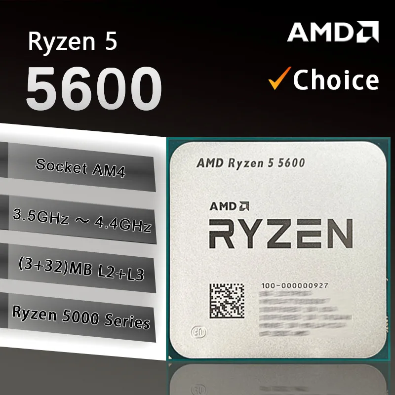 

AMD R5 5600 Ryzen 5 5600 R5 5600 New 3.5 GHz 6-Core 12-Thread CPU 7NM L3=32M 100-000000927 Socket AM4 but without cooler
