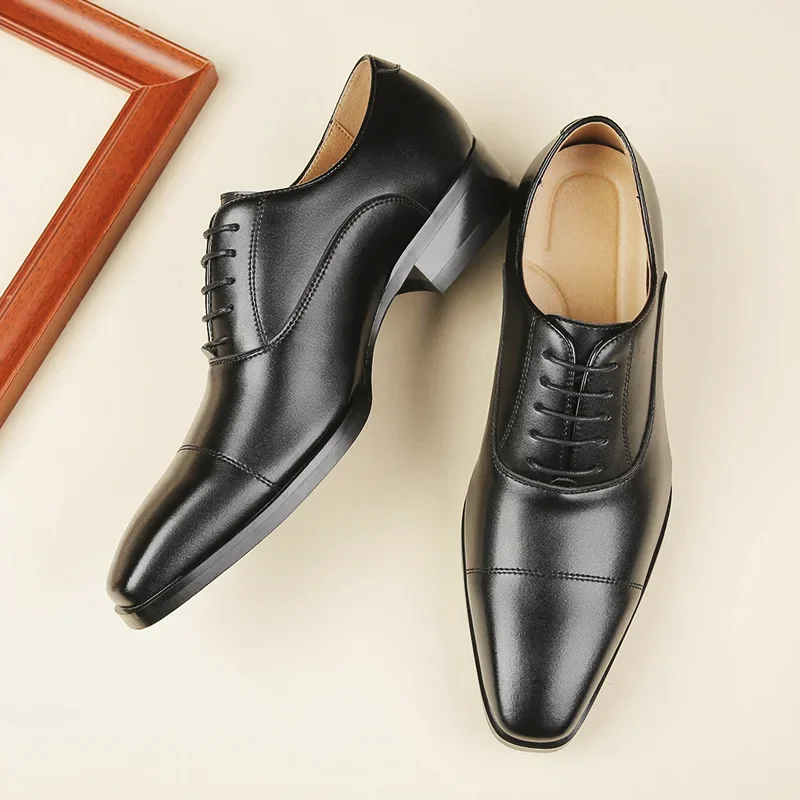 New Oxford Shoes Men Shoes PU Solid Color Fashion Business Casual Daily Classic Lace-up Dress Shoes 