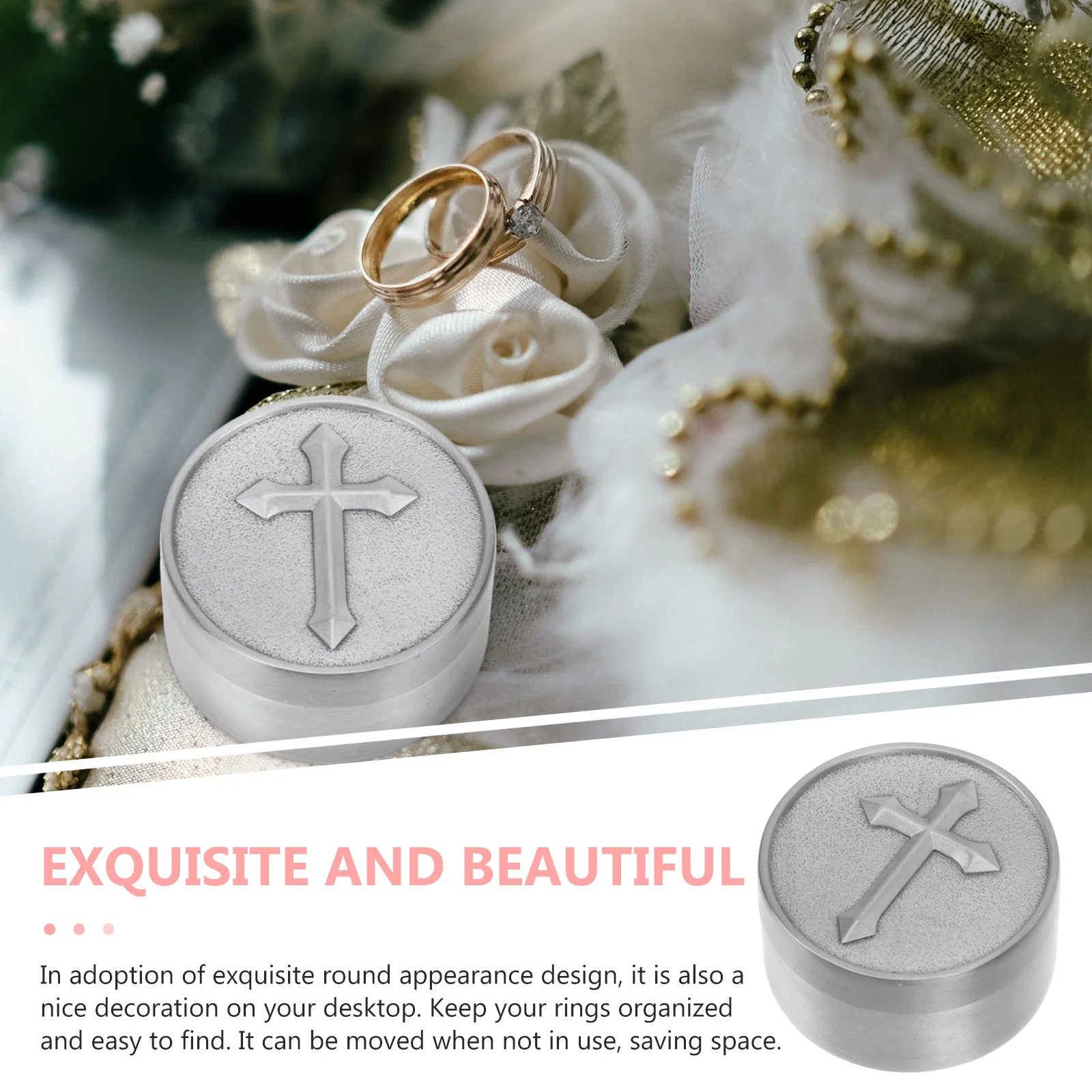 

Alloy Ring Pattern Jewelry Ring Storage Container Earrings Organizer Mini Mini Jewelry Box Metal Case For Women Portable