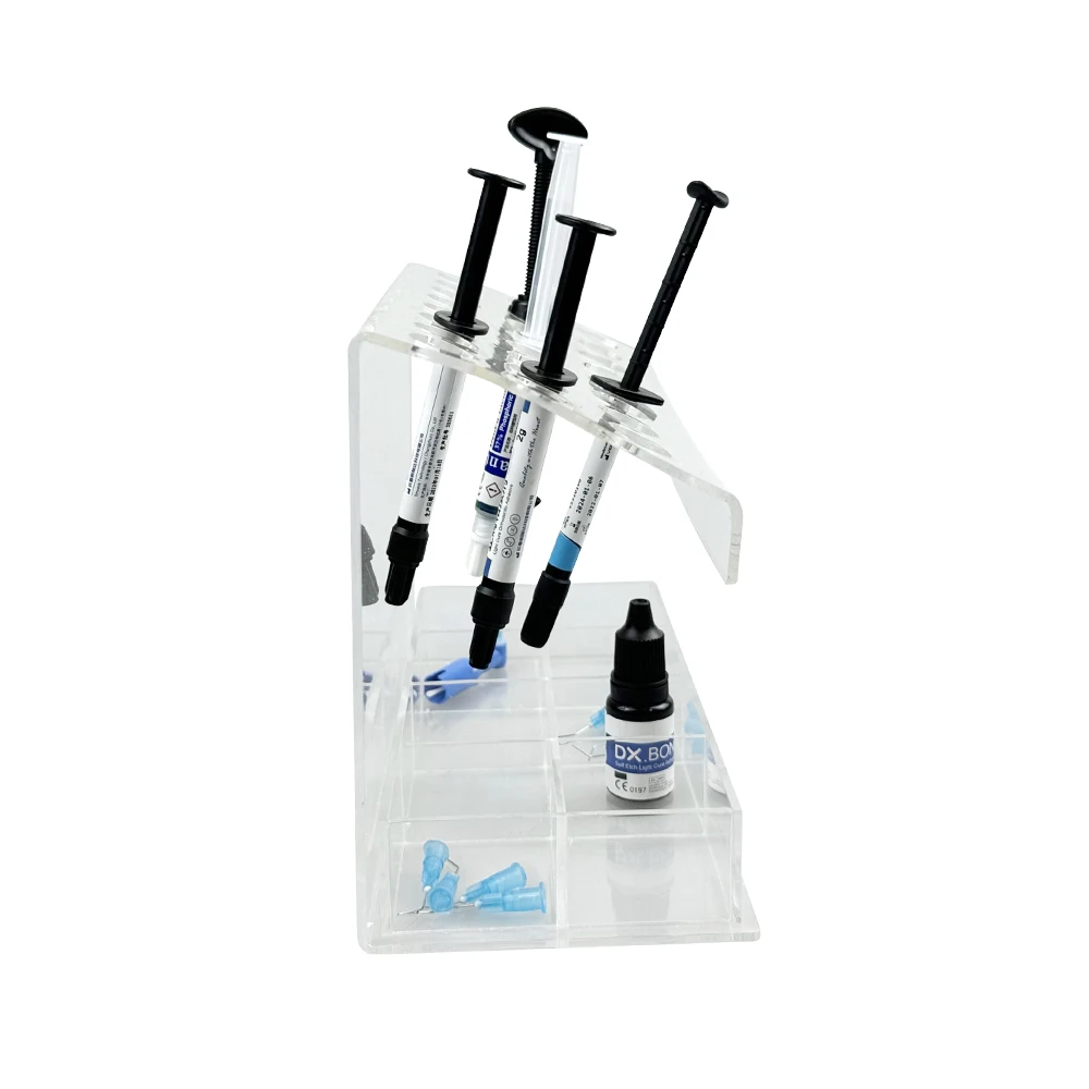 

Dental Acrylic Organizer Holder Transparent Resin Composite Syringe Adhesive Applicator Storage Box Dispenser Stand Dentist Tool