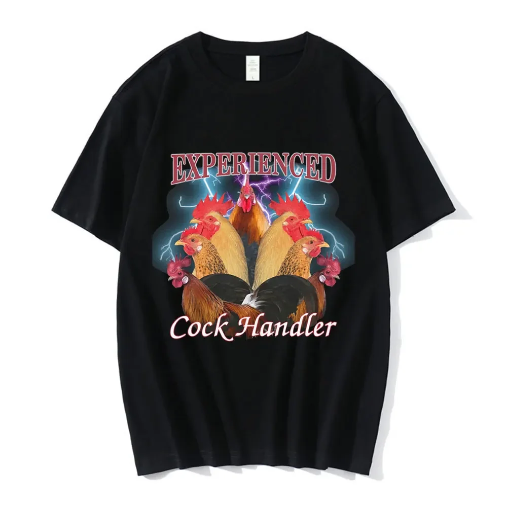 Funny Professional Cock Handler Chicken and Rooster Graphic T Shirt Men's Casual Cotton Oversized T-shirts