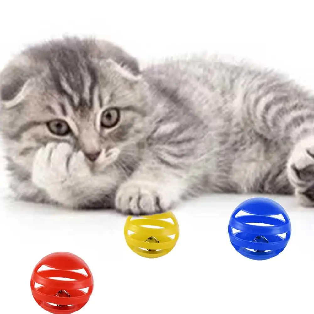 Cat Teaser Ball Interactive Cat Bell Ball Toy Plastic Hollow Out Chasing Cat Toys Ball Random Color Jingle Ball Cat Toys Puppy