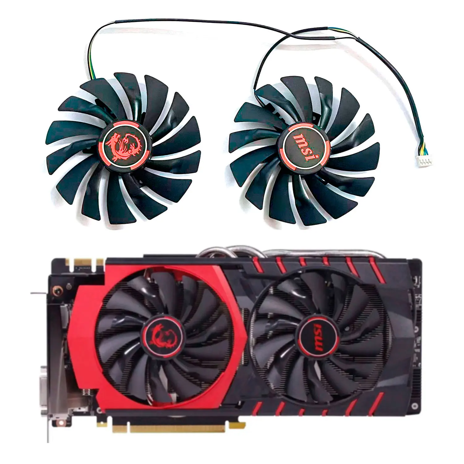 

2 fans brand new 95MM 4PIN PLD10010S12HH DC 12V 0.4A suitable for MSI Radeon R9 390X 390 380 R7 370 8GB GAMING OC graphics card