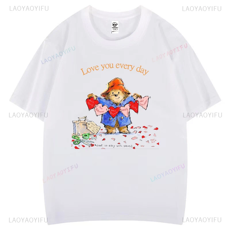 Please Look After This Bear Thank You Love You Every Day T-shirt Retro Cartoon Paddington Bear Woman Cotton Graphic T Shirts