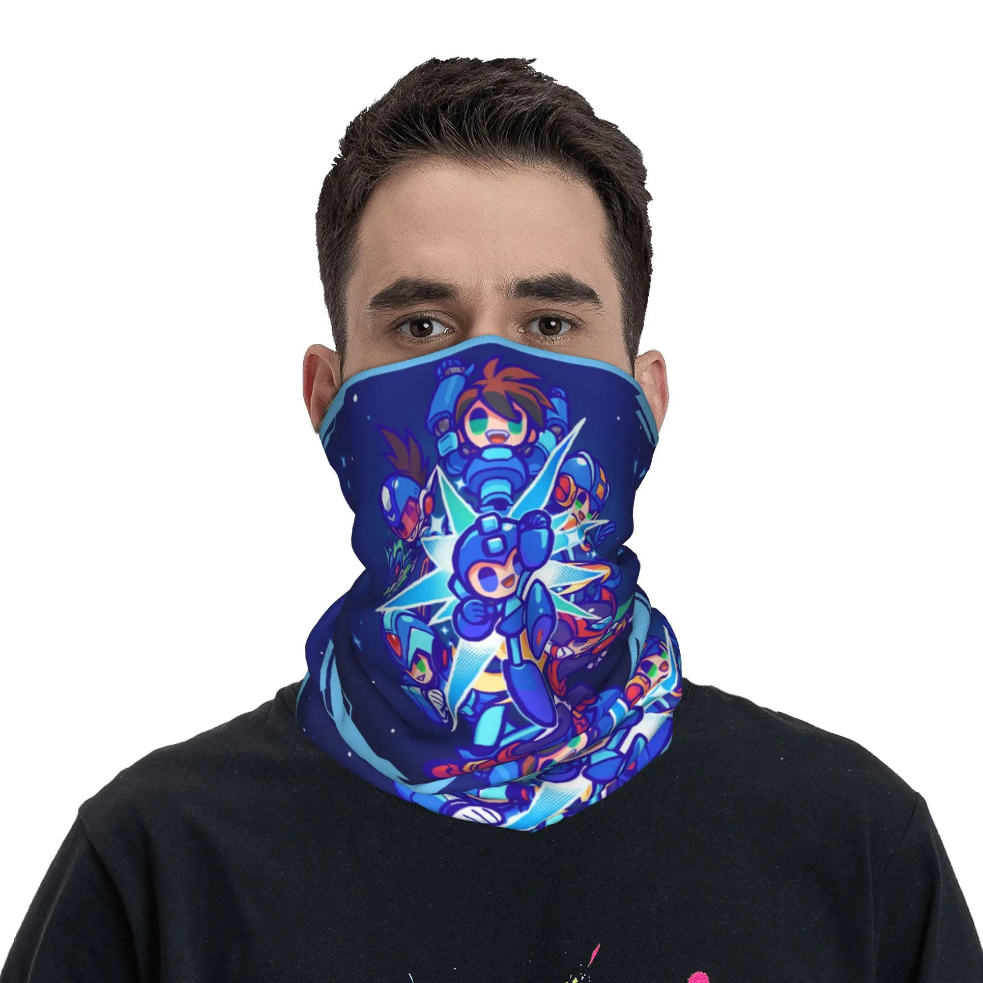 Custom Game R-Rockman M-Megamans Neck Gaiter Men Women Windproof Winter  Bandana Scarf for Ski