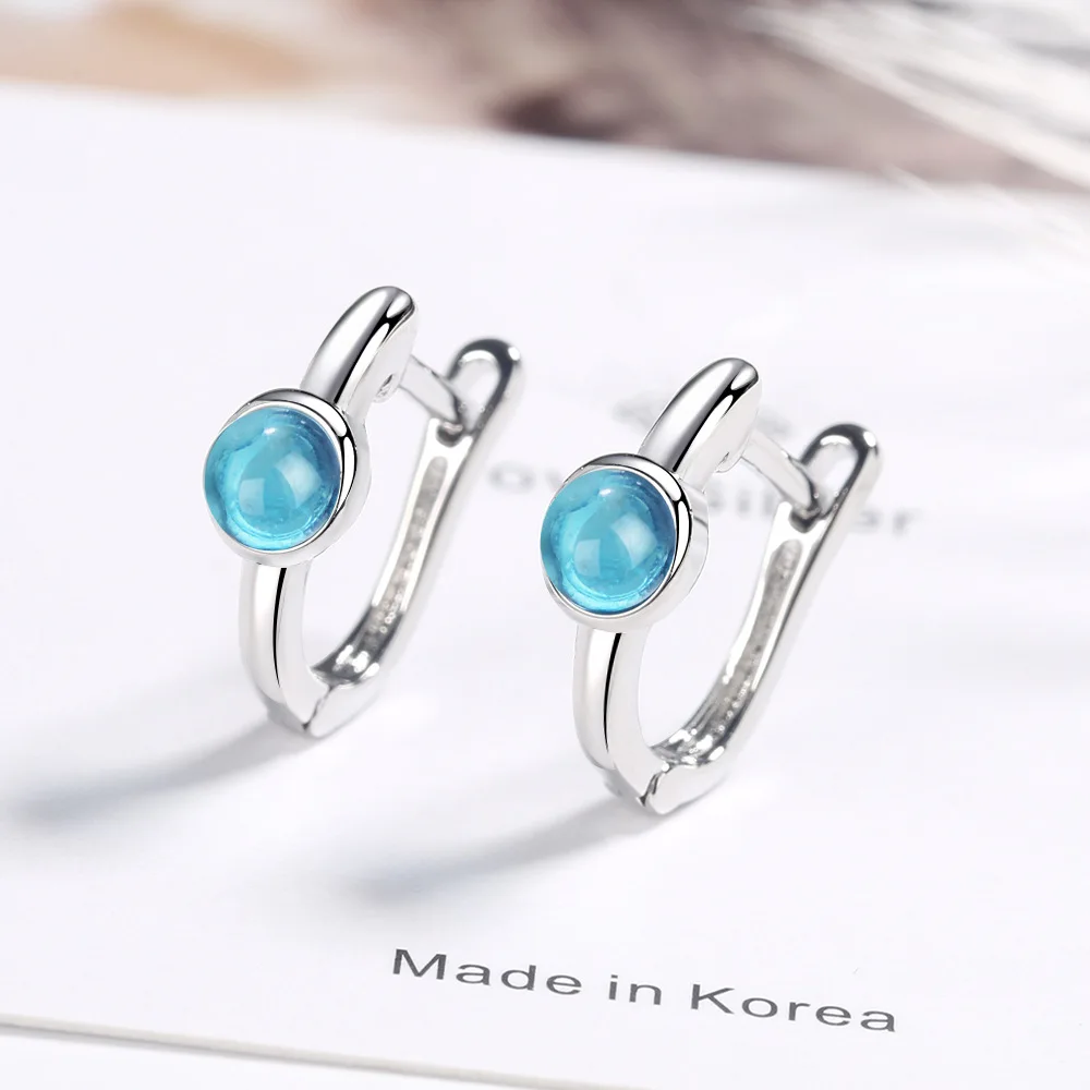 

New Arrival Blue Cz Zircon Crystal Earrings 925 Sterling Silver Small Cute Earrings for Women Wedding Jewelry Gifts Pendientes