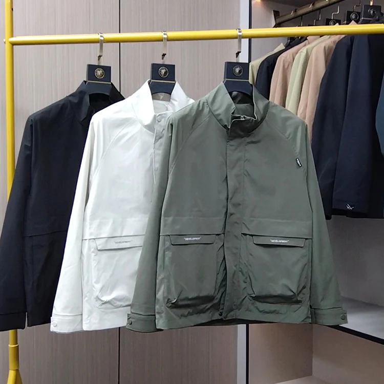 

Men's Casual Thin Jaet Spring Autumn Pure Color Faionable Youth Outerwear Versatile Lightweight Zipper Closure Long Sve