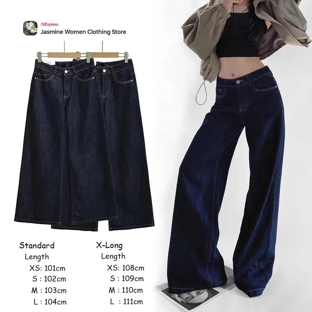 Relaxtion Slouchy Baggy Jeans 2024 Autumn Water Effect Demin Pants Female Wide Leg Jeans Women's Loose Straight Boyfriend Jeans