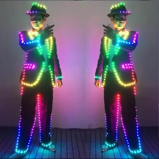 RGB LED Costume Colorful LED Suit For Dance Performace LED Stage Clothes Luminous Glowing Suits