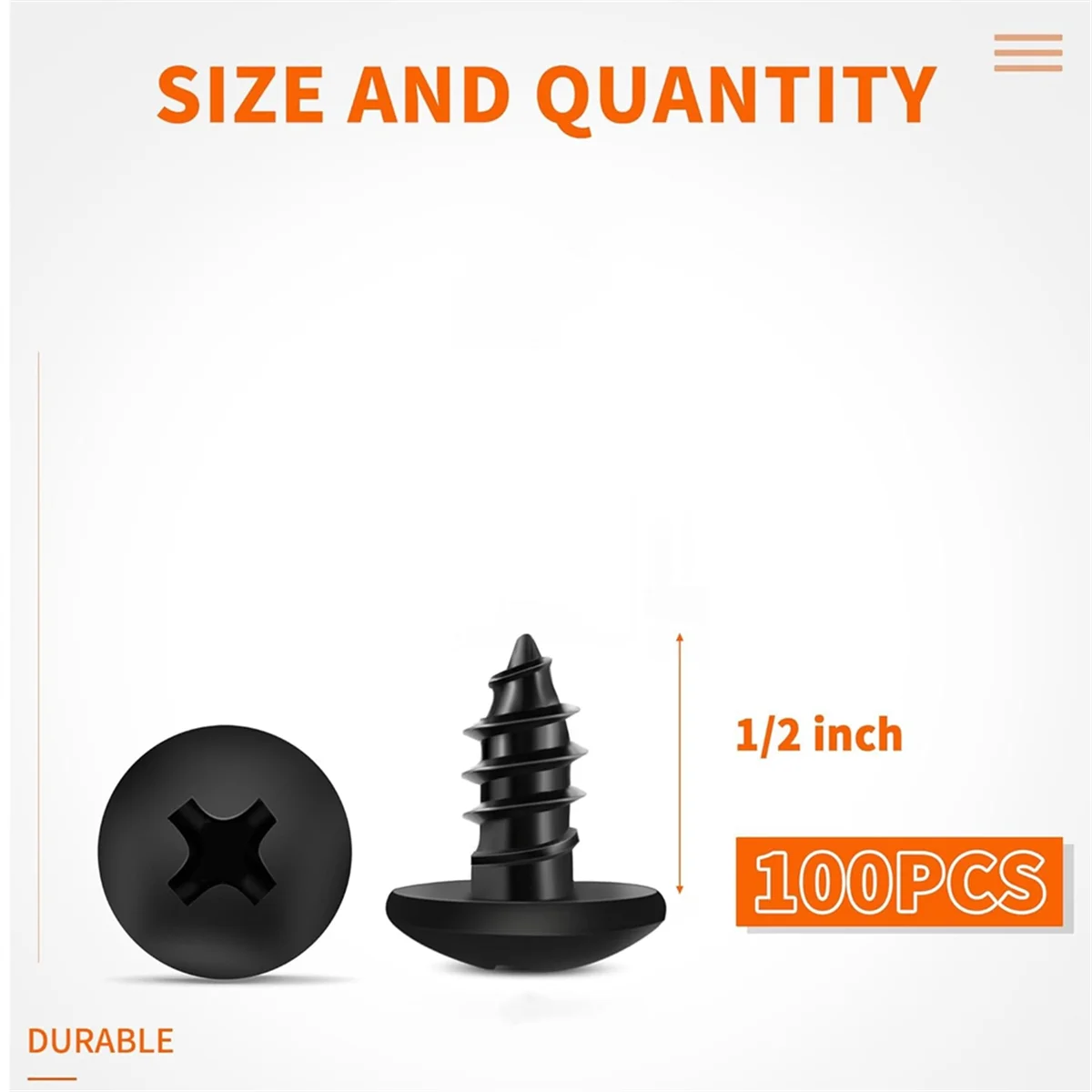 100PCS 6 x 1/2 Inch 18-8 (A2) Stainless Steel Truss HeadPhillips Wood Screws,Black Coated Full Thread