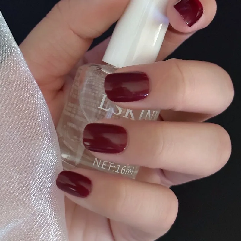 Cherry Red Short Square Press on Nails Vintage Style Fake Nail Tips Full Coverage Removable Wearable Manicure Set for Women
