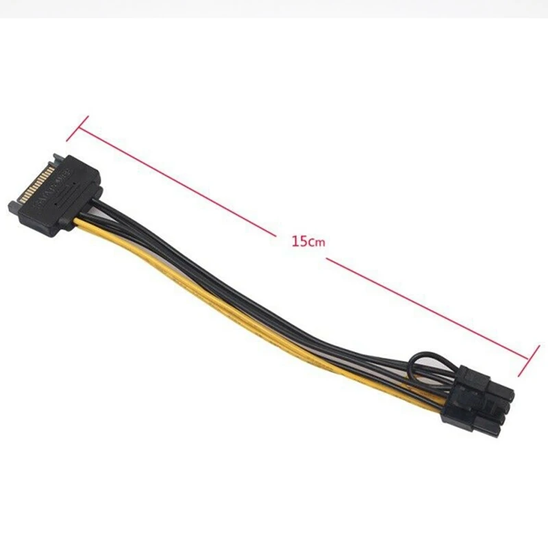 15-Pin Sata Male To 8-Pin (6+2) Pci-E Power Cable 15Cm Sata Cable 15-Pin To 8-Pin Cable 18Awg Graphics Card Cable