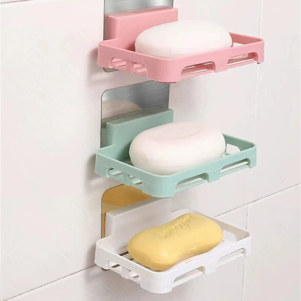 Soap Holder Easy To Install Durable 4 Colors Multipurpose No Marks Innovative Design Plastic Soap Tray Clean And Tidy Soap Box