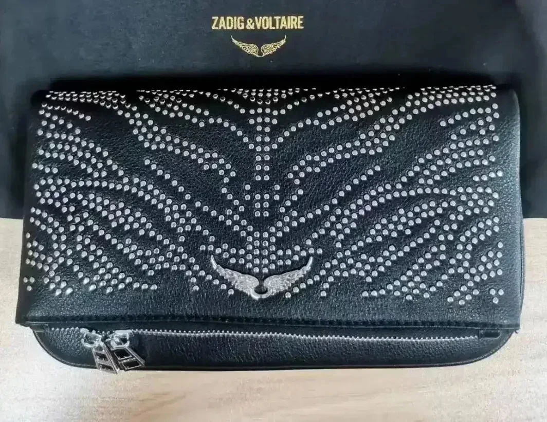 Zadig Bag Women Crossbody Flap Bag Decoration Wings Black Rocky Studded Shoulder Crossbody Messenger Party Handbags bolso