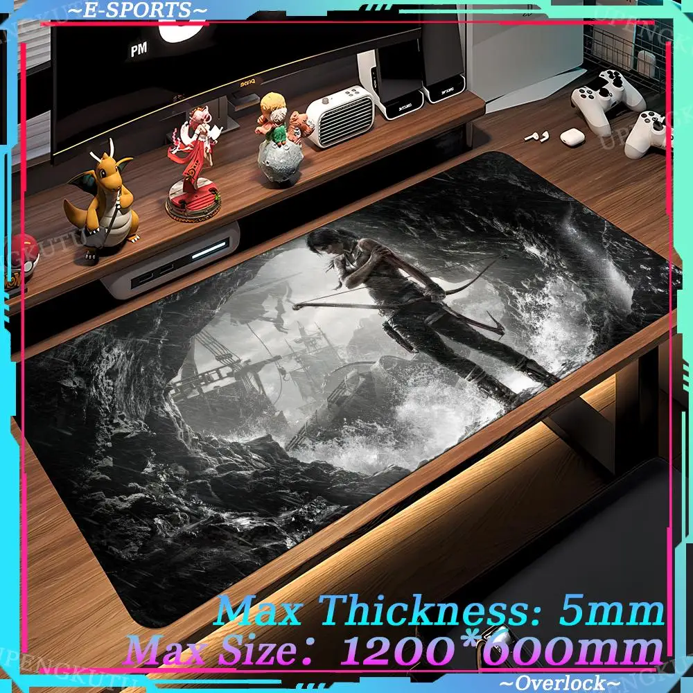 Cute desktop T_tomb_Raider accessories Game mouse pads Computer cabinet pads Mouse 1200X600X5MM Pad Oversized Locked edge pad