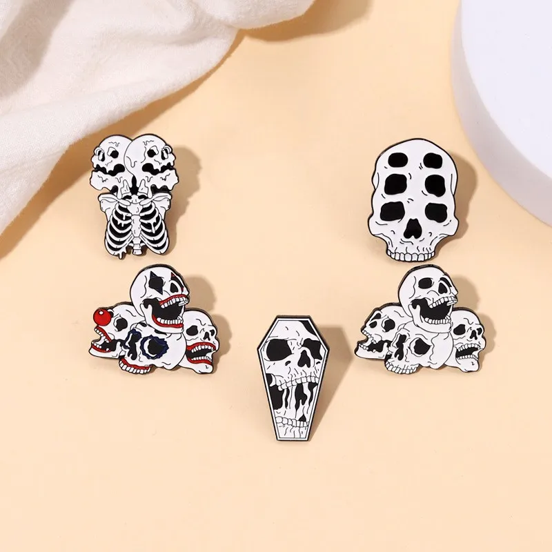 Pin Club | Punk Skull Enamel Brooch Custom Gothic Skeleton Halloween Gift Backpack Hat Clothing Decoration Accessories Wholesale