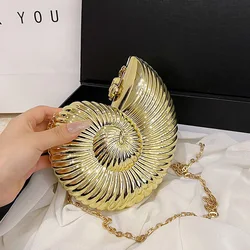 Bolso de acrílico brillante con forma de concha para Banquete de noche, bolso de mano con cadena para Bar y cena, novedad de 2024