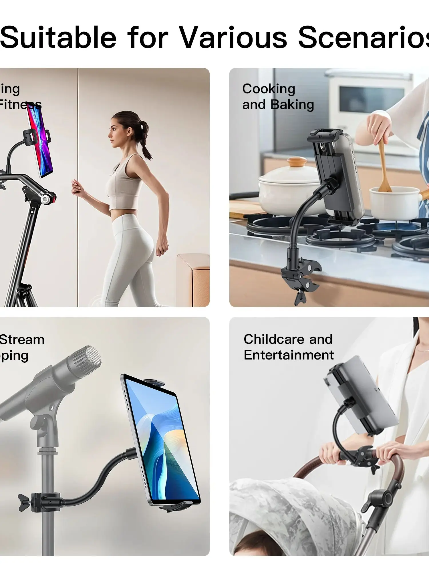 AliExpress NONE YWOR Adjustable Gooseneck Tablet Mount for Indoor Cycling, Treadmill, & Elliptical - Compatible with Peloton, iPad Holder for Ex