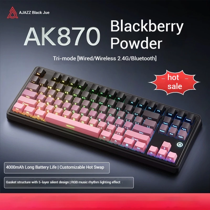 

Ajazz Ak870 Механическая клавиатура 3-режимный экран с возможностью горячей замены Беспроводная Bluetooth Киберспортивная игровая офисная компьютерная проводная клавиатура Rgb Diy