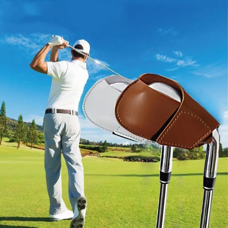 U2JB Golf Club Head Cover Rod Head Protective Cases PU Wedges Cover Golf Sports Accessories Putter Protector 2 Color