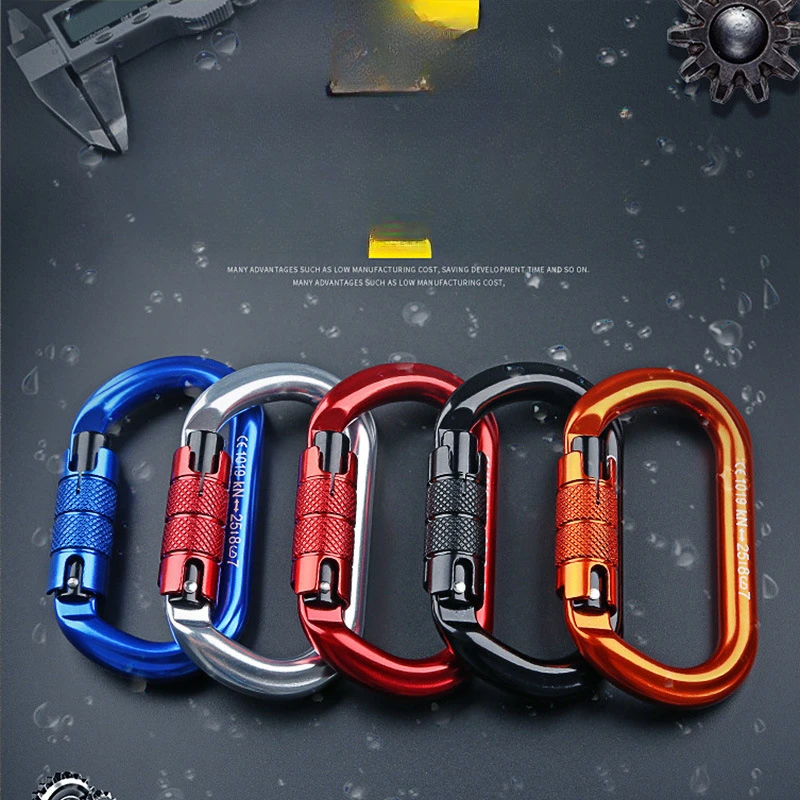O-type lock buckle Automatic Safety Master Carabiner Multicolor 5500lbs Crossing hook Climbing Rock Mountaineer Equipment image 3