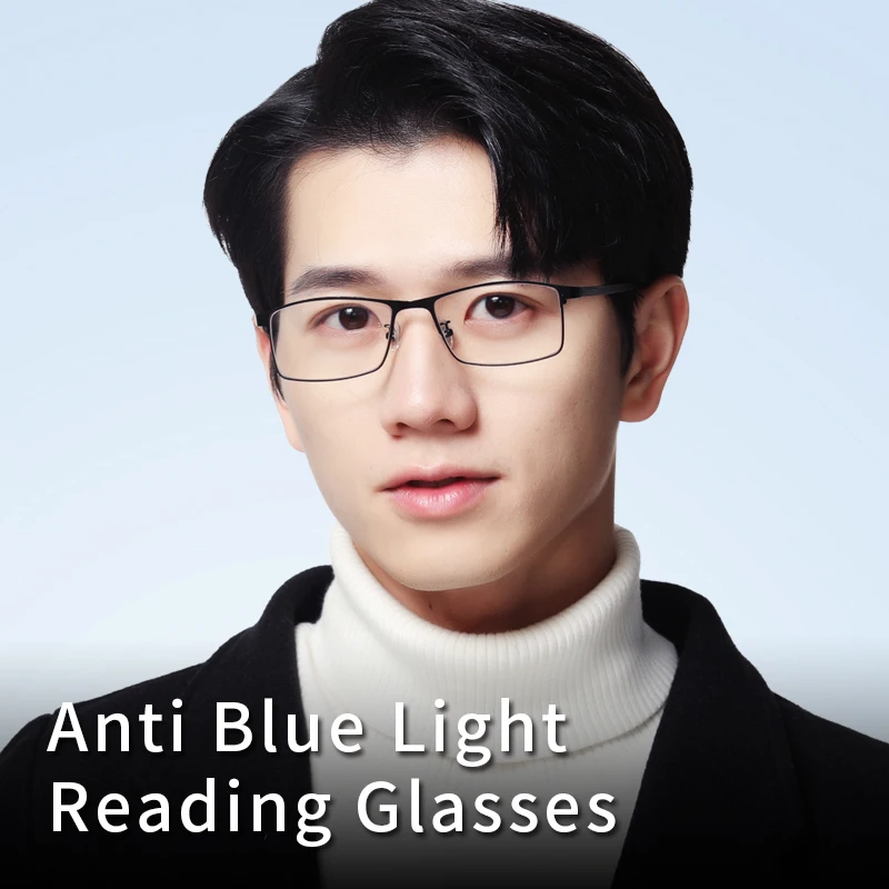 Blue Light Blocking Reading Glasses for Men, Lightweight Metal Frame Mens Readers Diopters:+1+1.25+1.5+1.75+2+2.25+2.5+2.75+3