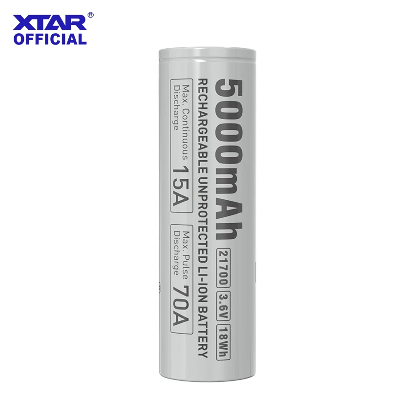 XTAR 4/8PCS 3.6V 21700 5000mAh RAW 충전식 리튬 이온 배터리 (보호 회로 보드 없음) 15A 방전 500+ 사이클