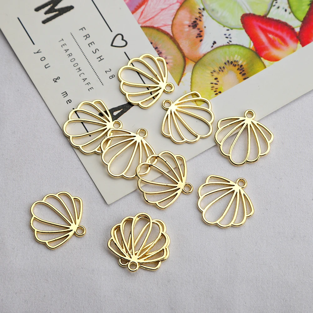 10Pcs Gold Plated Ginkgo Leaf Charms Hollow Leaves Pendant For DIY Earrings Necklaces Jewelry Making Bracelet Findings 23x22mm