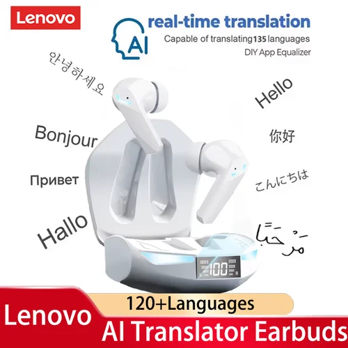 Nuevos auriculares Lenovo XT53 AI Bluetooth V5.4, auriculares con traducción de varios idiomas, sonido de graves profundos con llamadas HD, auriculares de trabajo