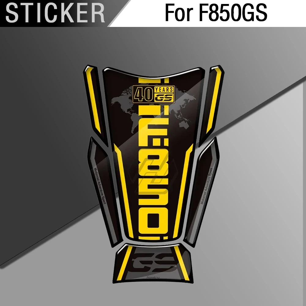 

Для BMW F850GS Adventure Triple Black 40-летний мотоцикл 2019-2021 годов, 3D накладка на топливный бак, черный, желтый, комплект наклеек