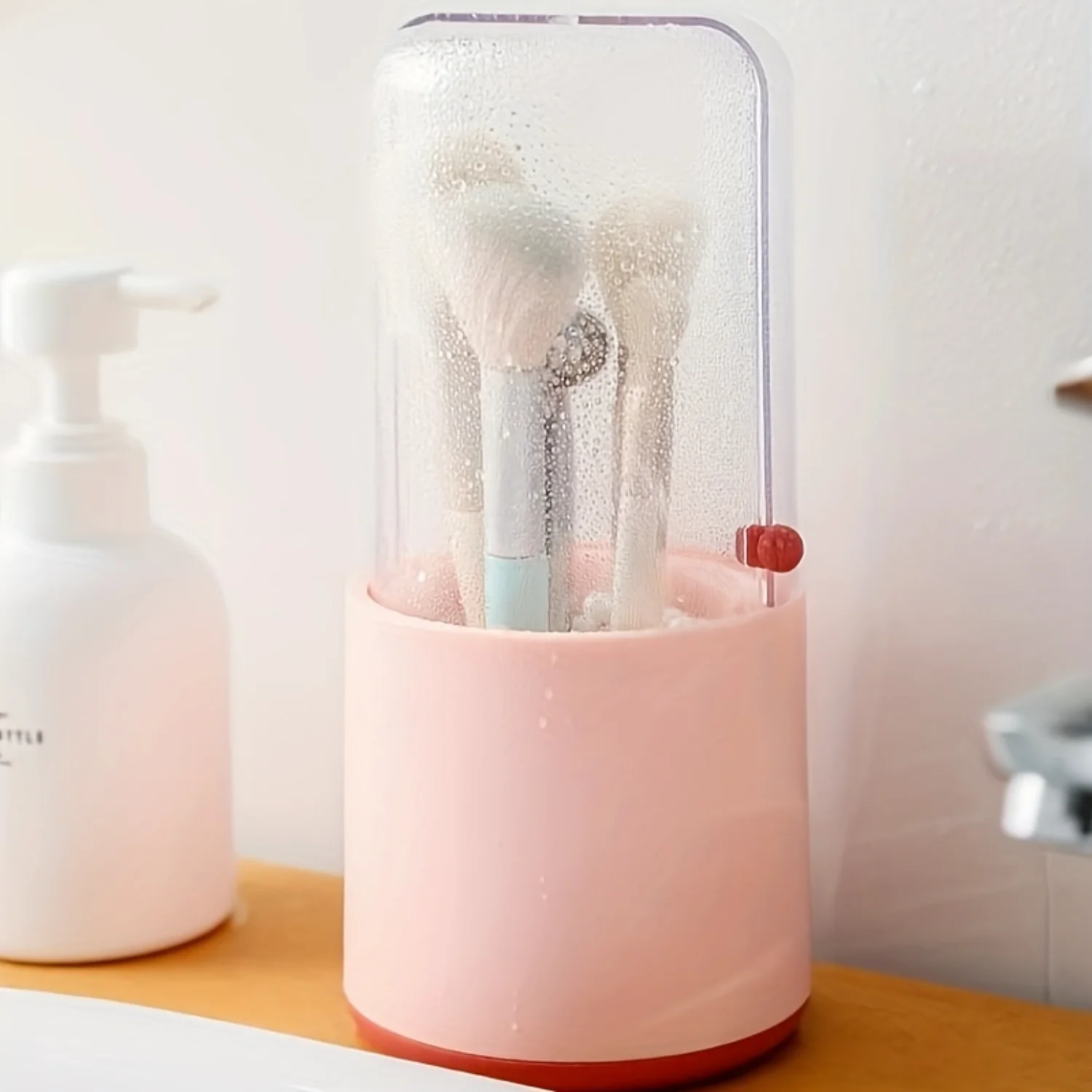 Porte-pinceau de maquillage, cosmétique en plastique pour vanité, organisateur de pinceaux de fard à paupières, récipient de rouge à lèvres et de pinceaux de poudre, anti-poussière avec