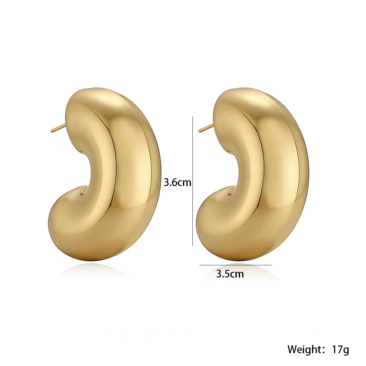 GANPUP Hochwertige, glatte C-förmige Ohrstecker für Damen, modischer neuer Ohrschmuck, Geschenk für Partys, серьги женские – Detail 1