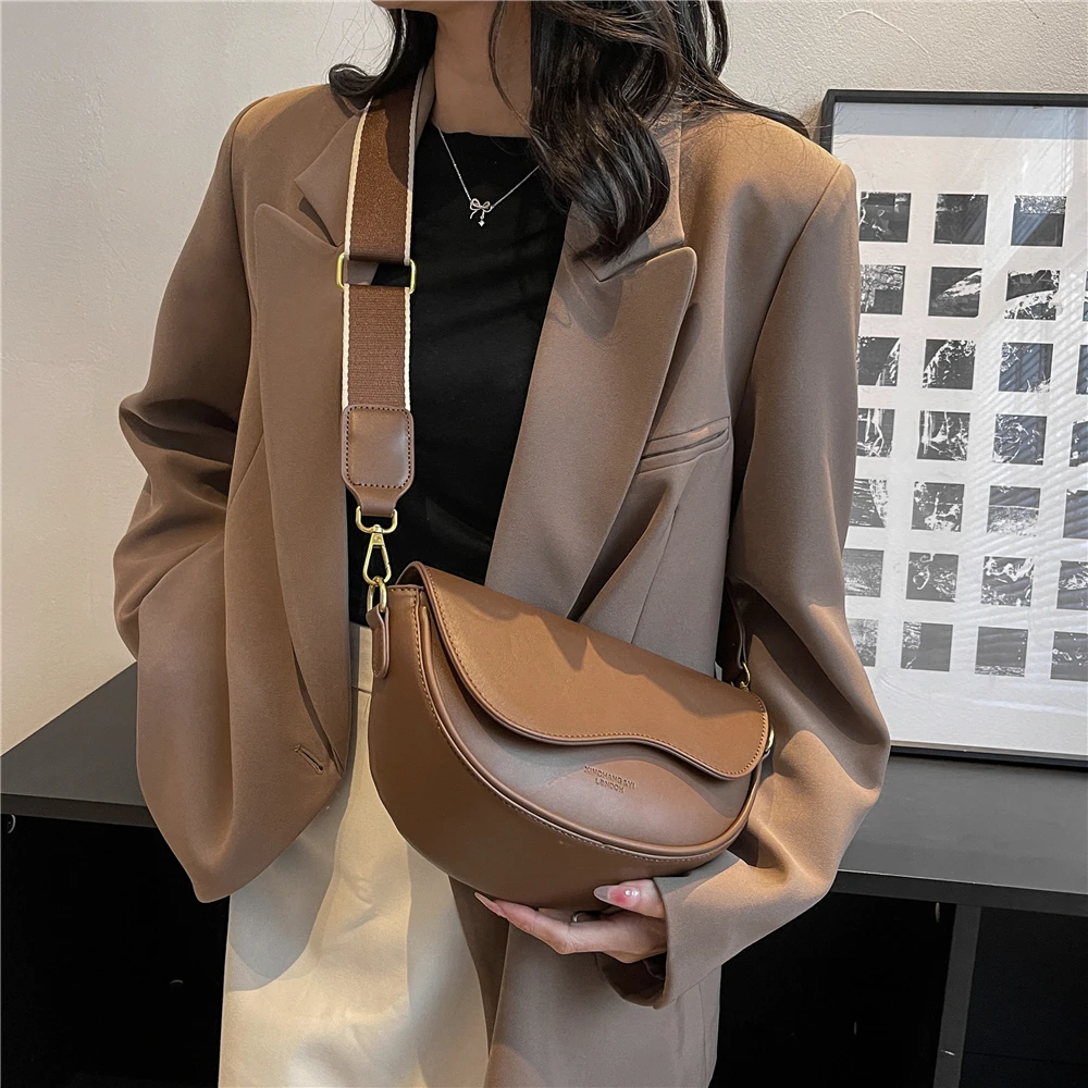 Burminsa Vintage Saddle Small Shoulder Corssbody Bags For Women 2023 Trend Luxury Designer PU Leather Ladies Handbags And Purses