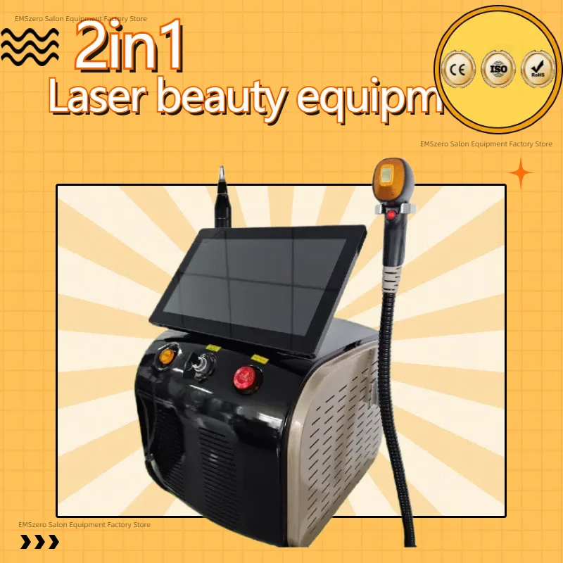 Portable 2 in 1 diode laser machine 4 wavelengths hair removal tattoo removal 3000W diode beauty instrument