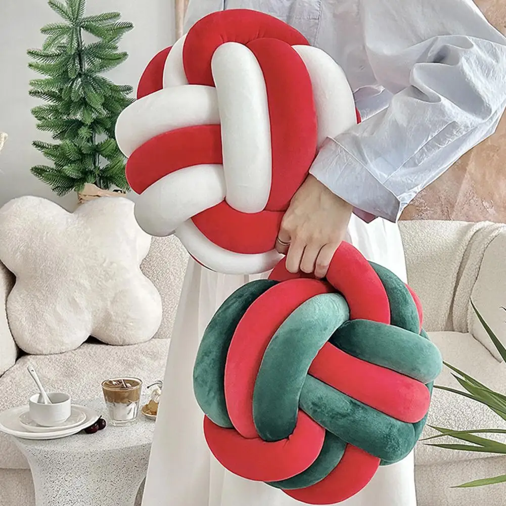 Knot Ball Throw Pillow Plush Soft Aesthetic Cushion Stress Relieving Decorative Two-Color Knotted Pillow for Couch Bed Car Decor