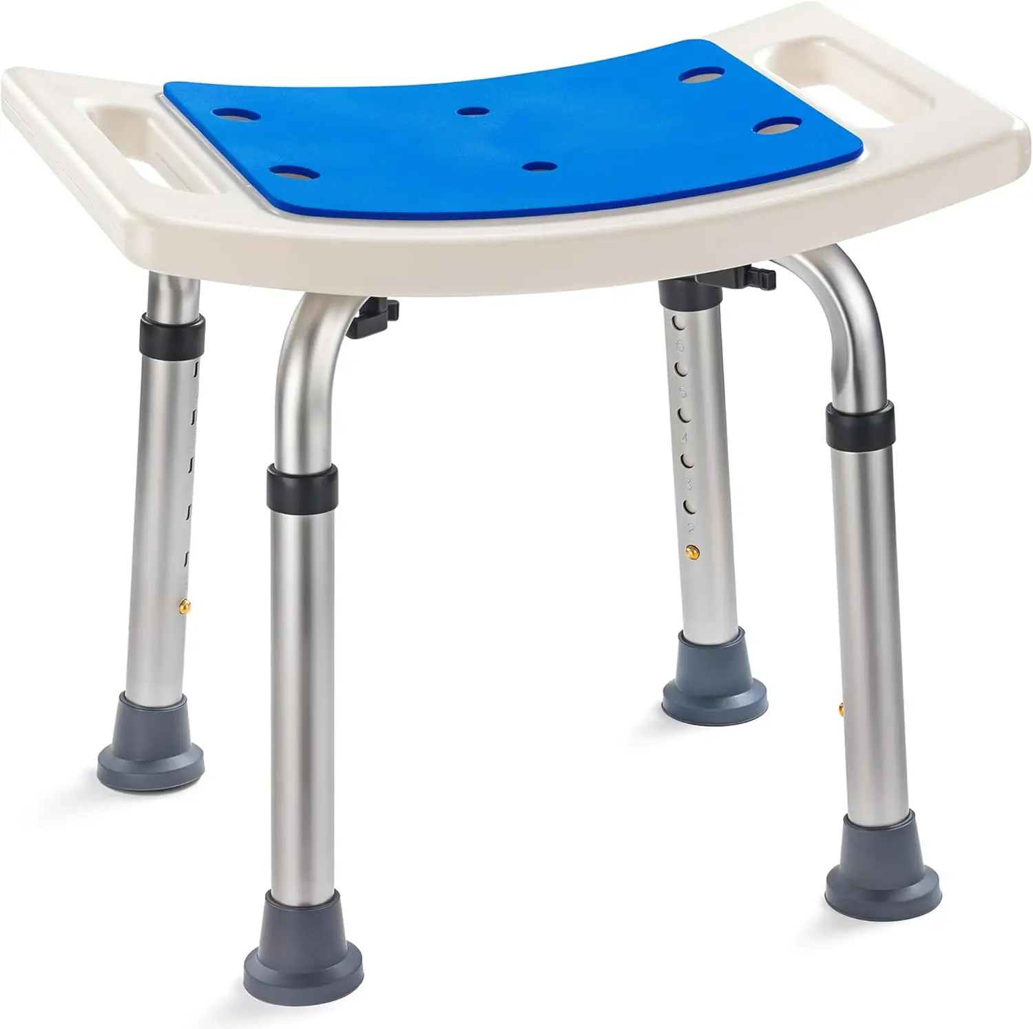 

Регулируемый по высоте стул для душа для пожилых людей и людей с ограниченными возможностями, портативная банная скамья с мягким сиденьем, грузоподъемность 350 фунтов.