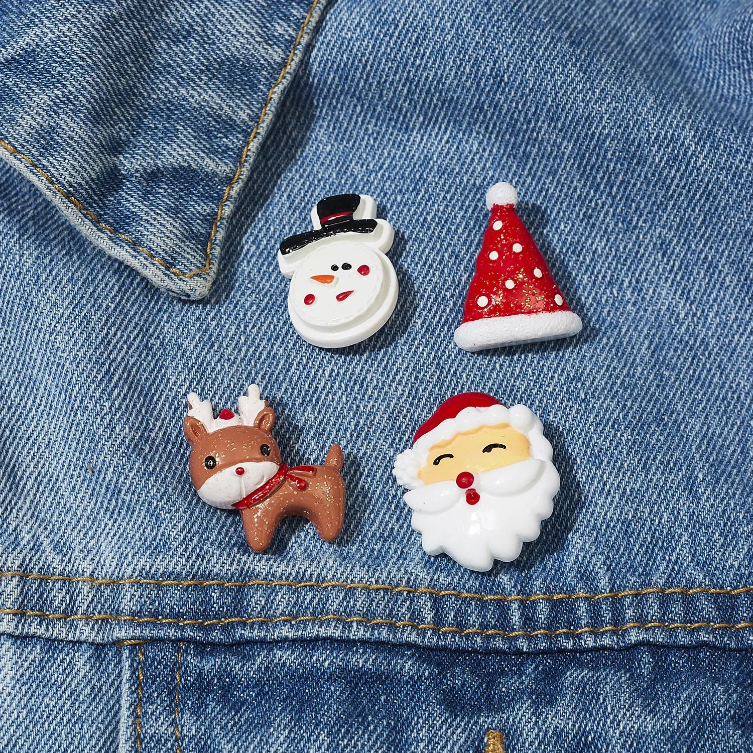 Fashion Cartoon Christmas Brooch Set Snowman Santa Claus Elk Tree Acrylic Brooch Small Badge Christmas Gift for Women Kids