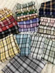 Yarn-dyed Plaid Fabric By The Meter for Skirt Bag Sofa Picnic Pants Diy Sewing Cloth Soft Comfortable Breathable Black White Red