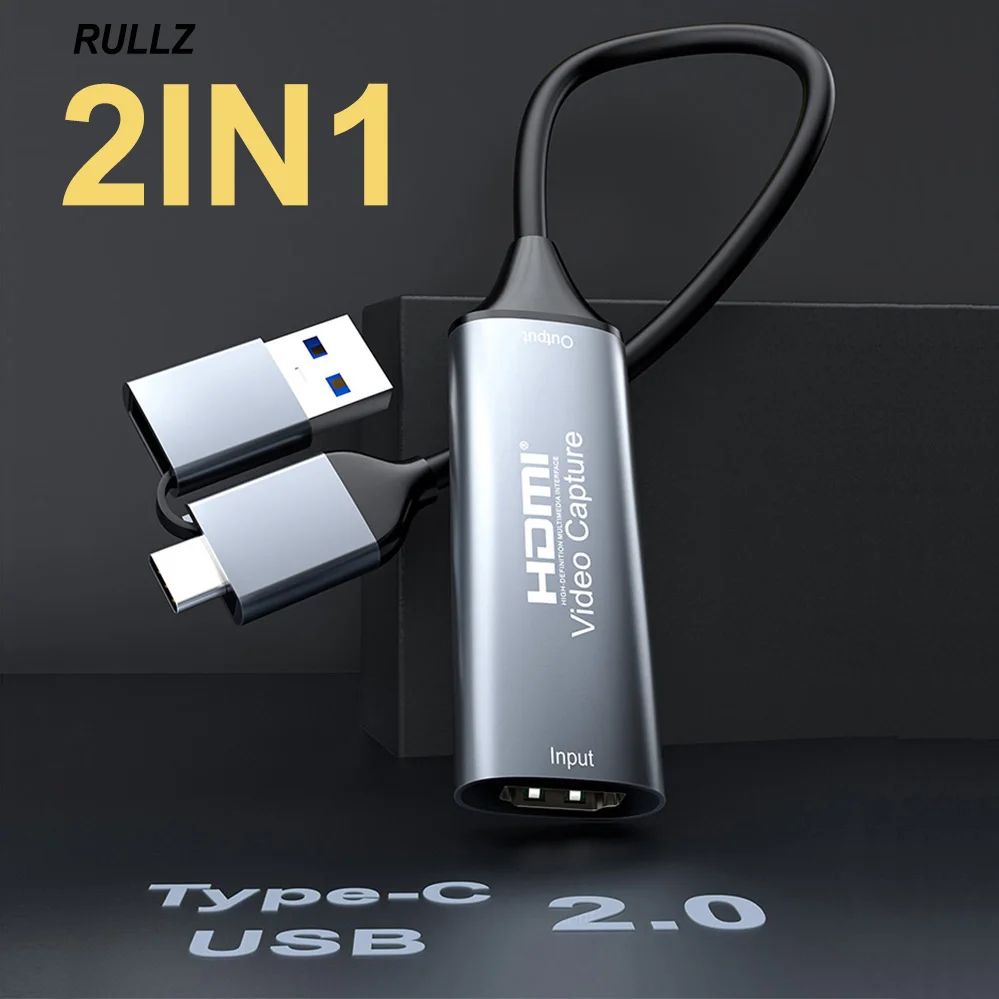 

4K HDMI To Type C USB 2.0 Video Capture Card 1080P Audio Video Grabber Game Live Streaming Recording for PS4 PS5 Xbox Camera PC