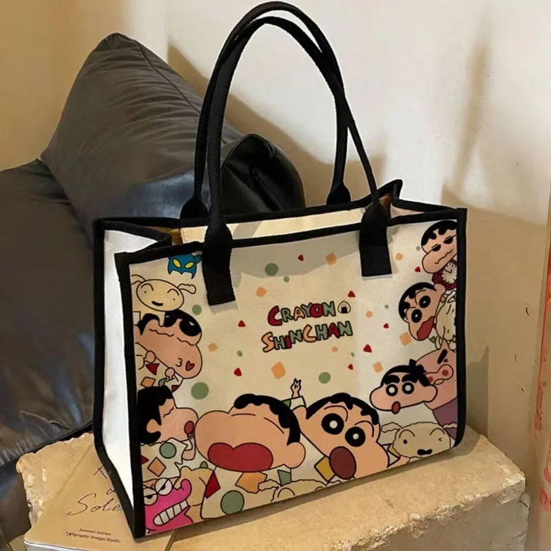 Anime Crayon Shin-Chan Neue Handtasche Kawaii Große Kapazität Cartoon Comic Schulter Taschen Mädchen Leinwand Zipper Tote Tasche Geschenke für dame