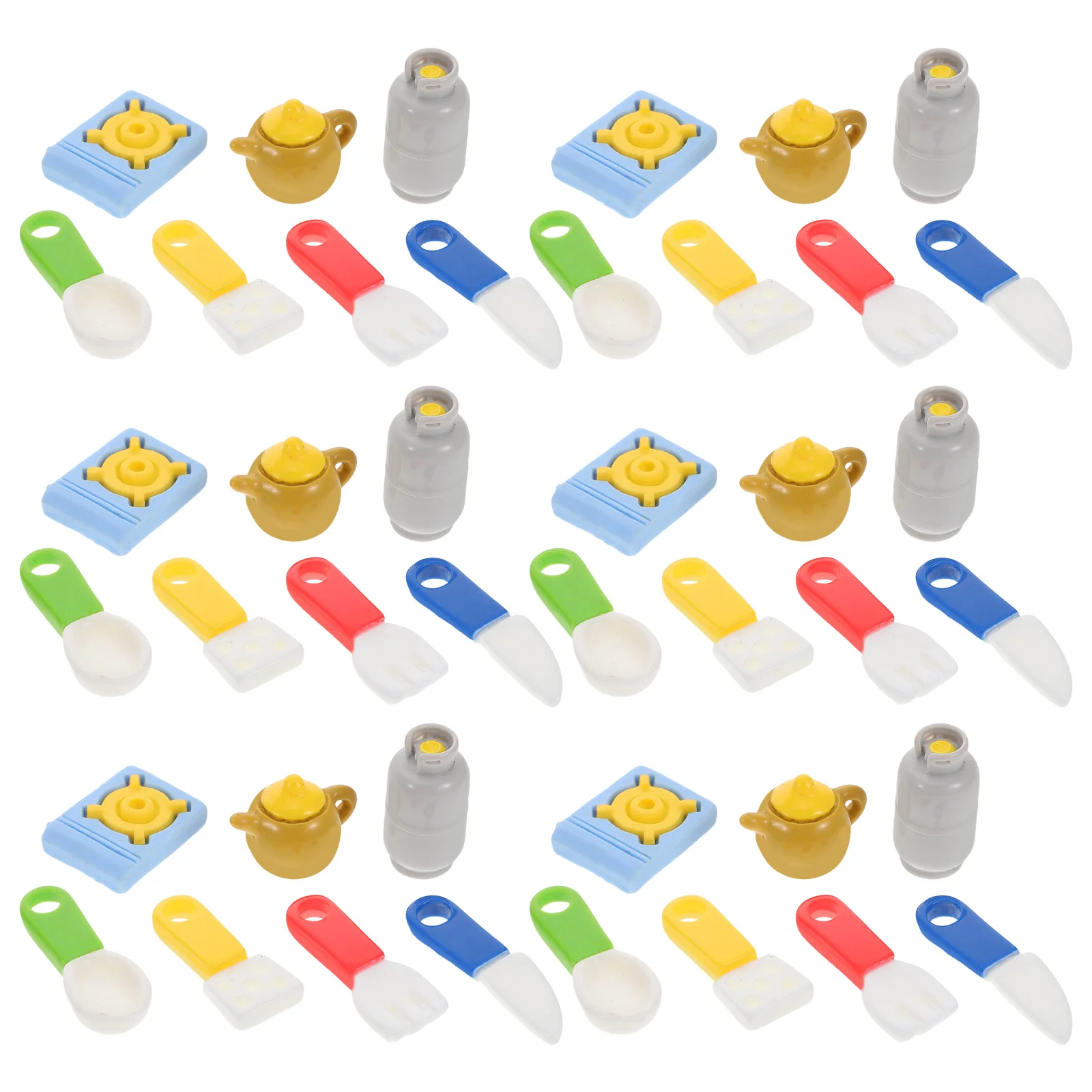 6 ensemble 6 ensembles Mini ustensiles de cuisine pour maison de poupée Miniature Playset résine ustensiles de cuisine semblant jouer outils enfants apprentissage Simulation