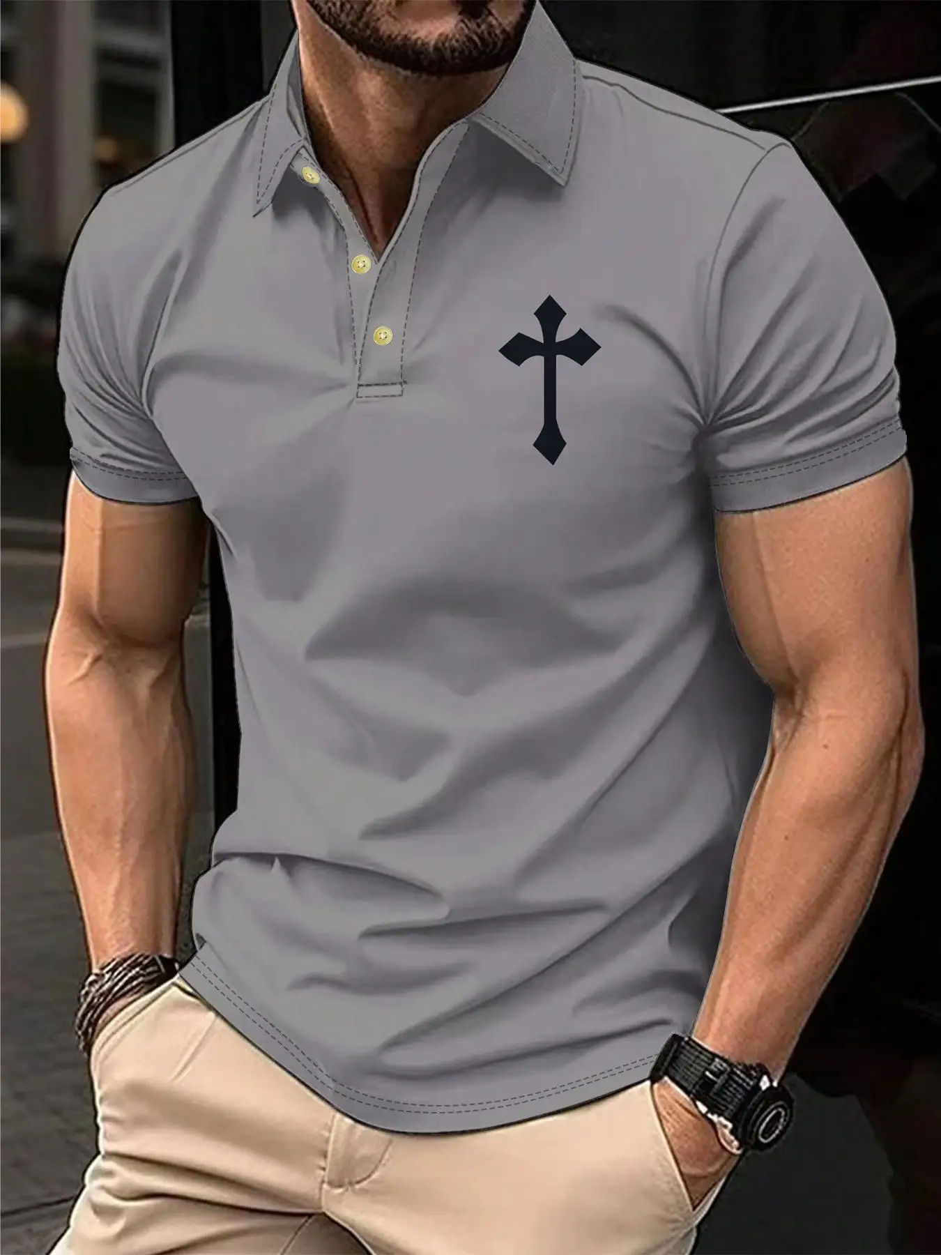 

Summer New Men's T-shirt Classic Short sleeved Polo Shirt Top Casual T-shirt Button Lapel Super Large S-3XL Casual Polo Shirt