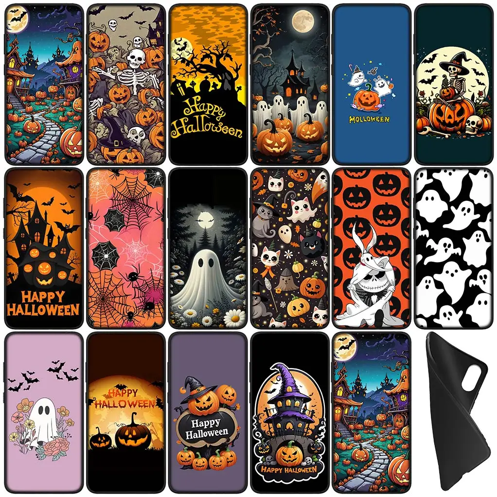 Little Ghost With H-Halloweens Pumpkin Cover Phone Case for OPPO A17 A15 A16 A3 Pro A40 A60 A80 A79 A95 A94 A74 A78 A58 A38 A57