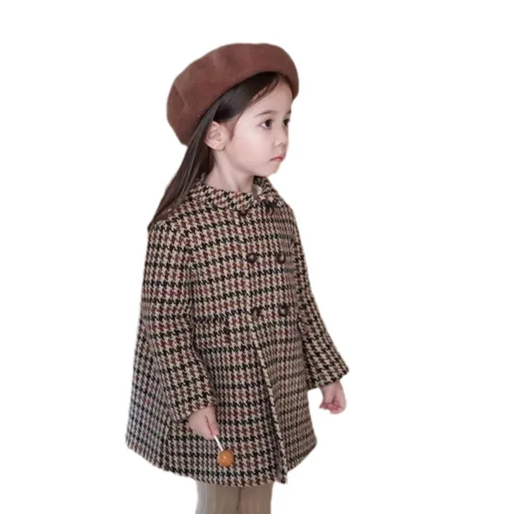 سترة الفتيات مع القطن ومعطف صوفي بريطاني منقوش سميك 2025 ملابس الخريف والشتاء سترة نمط جديد #6